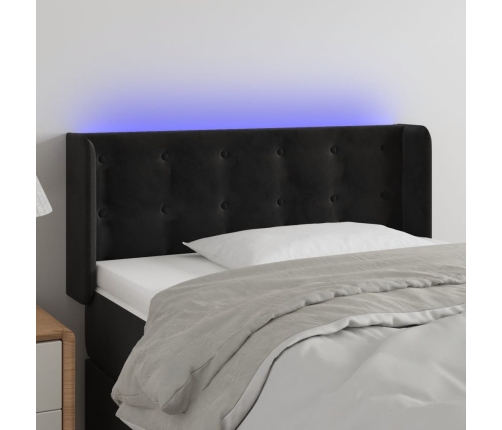 Cabecero con LED de terciopelo negro 83x16x78/88 cm