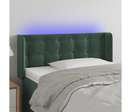 vidaXL Cabecero con LED de terciopelo verde oscuro 83x16x78/88 cm