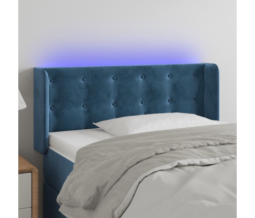 Cabecero con LED de terciopelo azul oscuro 83x16x78/88 cm