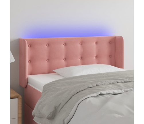 Cabecero con LED de terciopelo rosa 83x16x78/88 cm