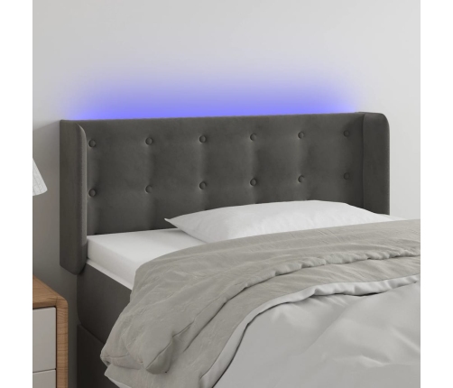 Cabecero con LED de terciopelo gris oscuro 93x16x78/88 cm