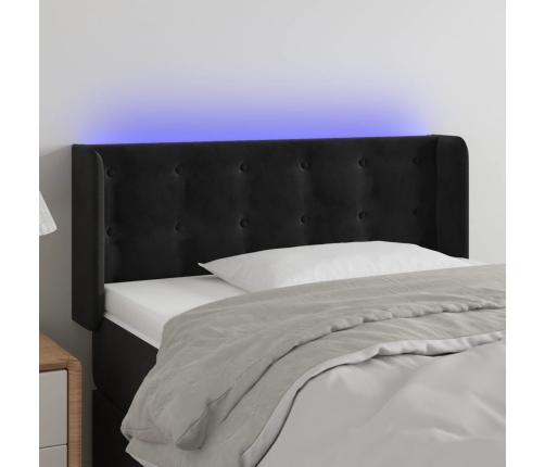 Cabecero con LED de terciopelo negro 93x16x78/88 cm