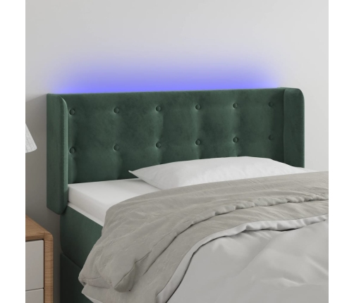 Cabecero con LED de terciopelo verde oscuro 93x16x78/88 cm