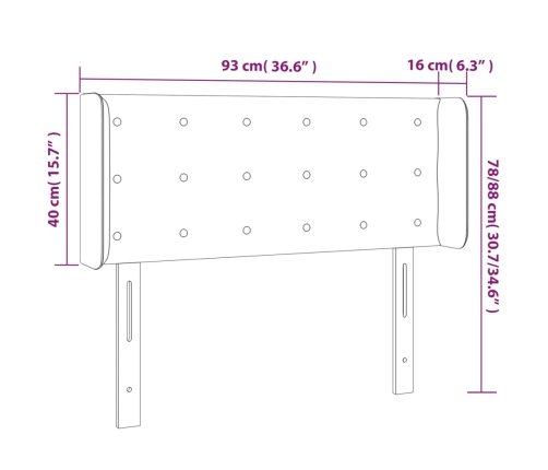 Cabecero con LED de terciopelo rosa 103x16x78/88 cm