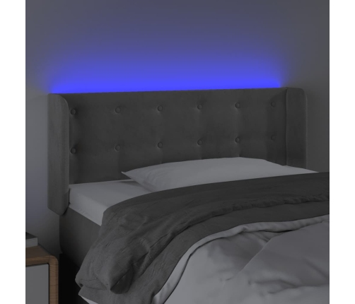 Cabecero con LED de terciopelo gris claro 103x16x78/88 cm