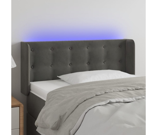 Cabecero con LED de terciopelo gris oscuro 103x16x78/88 cm