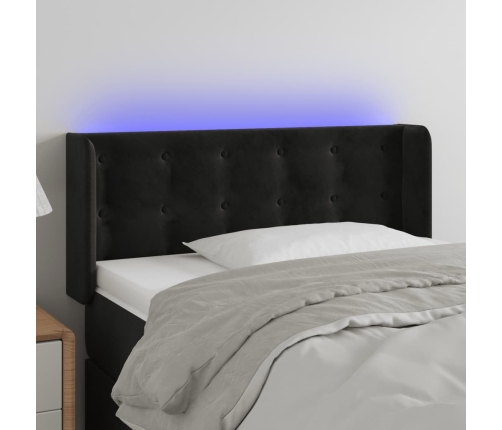 Cabecero con LED de terciopelo negro 103x16x78/88 cm