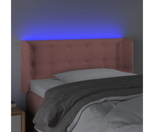 Cabecero con LED de terciopelo rosa 103x16x78/88 cm