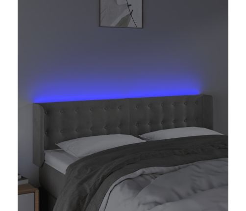 Cabecero con LED de terciopelo gris claro 147x16x78/88 cm