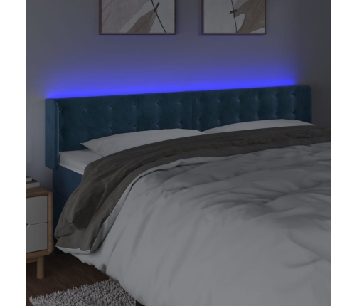 Cabecero con LED de terciopelo azul oscuro 183x16x78/88 cm