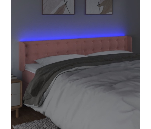 Cabecero con LED de terciopelo rosa 183x16x78/88 cm