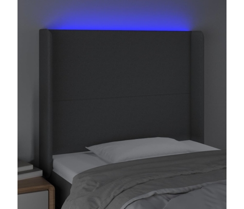 Cabecero con LED de tela gris oscuro 83x16x118/128 cm