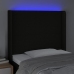 Cabecero con LED de tela negro 83x16x118/128 cm