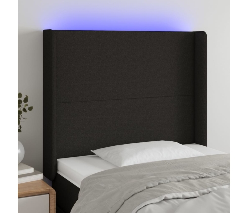 Cabecero con LED de tela negro 93x16x118/128 cm