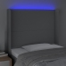 Cabecero con LED de tela gris claro 103x16x118/128 cm