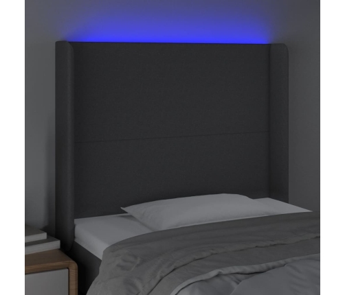 Cabecero con LED de tela negro 103x16x118/128 cm