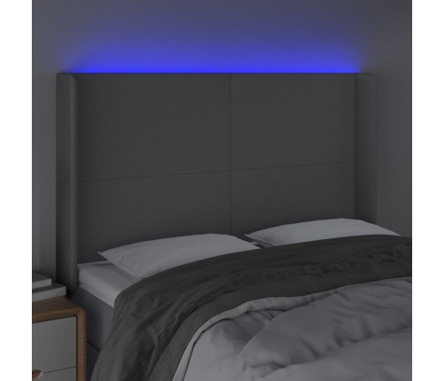 Cabecero con LED de tela gris claro 147x16x118/128 cm