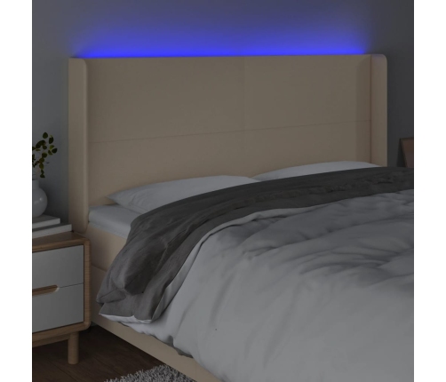 vidaXL Cabecero con LED de tela color crema 203x16x118/128 cm