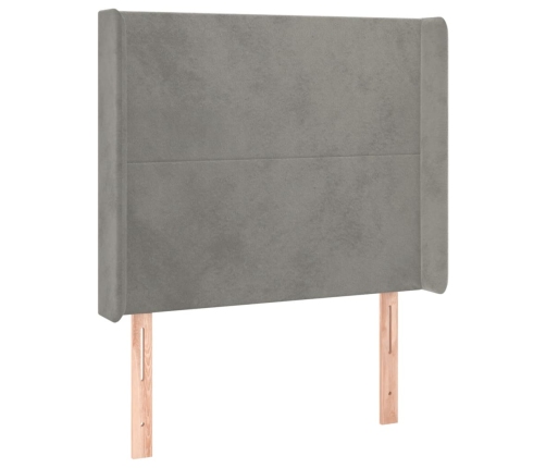 Cabecero con LED de terciopelo gris claro 83x16x118/128 cm