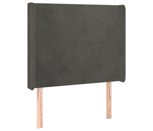 Cabecero con LED de terciopelo gris oscuro 83x16x118/128 cm