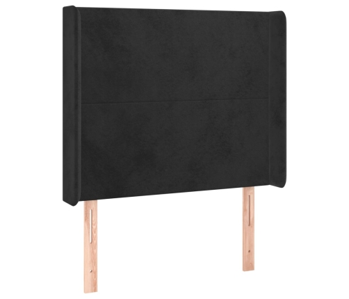 Cabecero con LED de terciopelo negro 83x16x118/128 cm