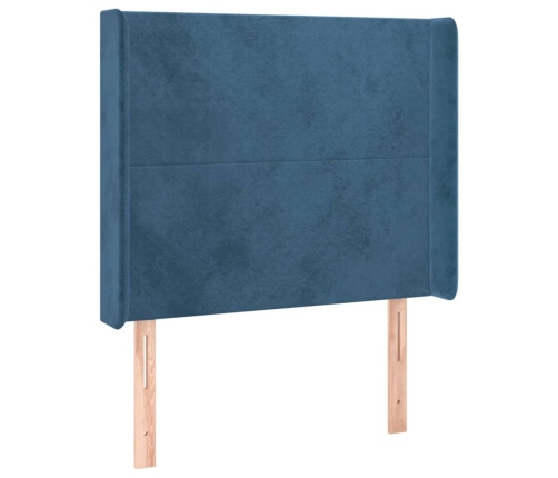 Cabecero con LED de terciopelo azul oscuro 83x16x118/128 cm