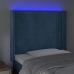 Cabecero con LED de terciopelo azul oscuro 83x16x118/128 cm