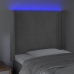 Cabecero con LED de terciopelo gris claro 93x16x118/128 cm