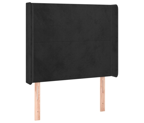 Cabecero con LED de terciopelo negro 93x16x118/128 cm