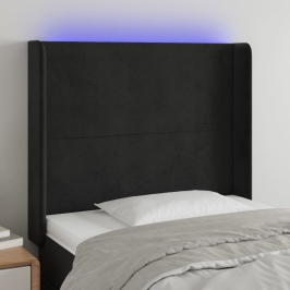 Cabecero con LED de terciopelo negro 93x16x118/128 cm