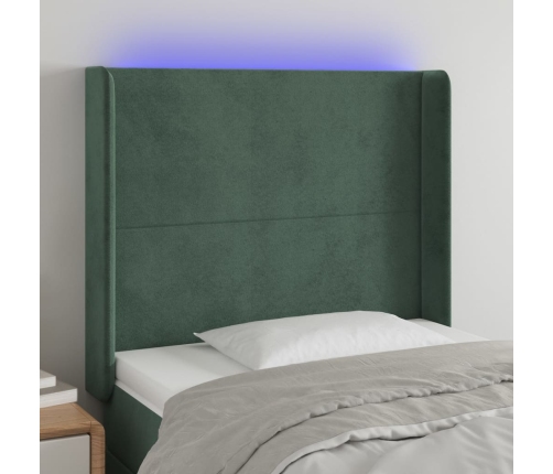 vidaXL Cabecero con LED de terciopelo verde oscuro 93x16x118/128 cm