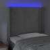 Cabecero con LED de terciopelo gris claro 103x16x118/128 cm