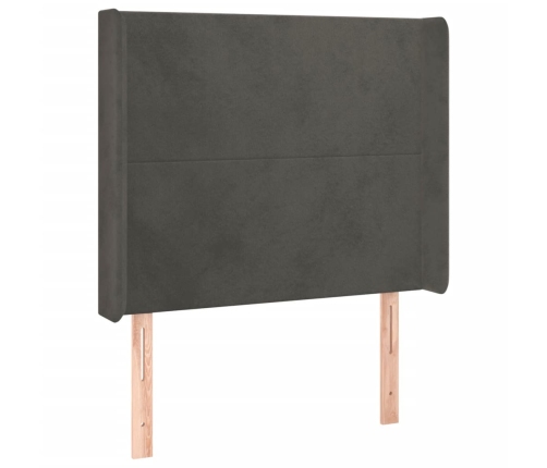 Cabecero con LED de terciopelo gris oscuro 103x16x118/128 cm