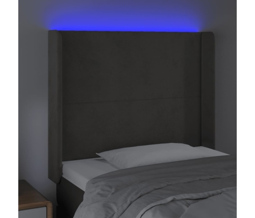 Cabecero con LED de terciopelo gris oscuro 103x16x118/128 cm