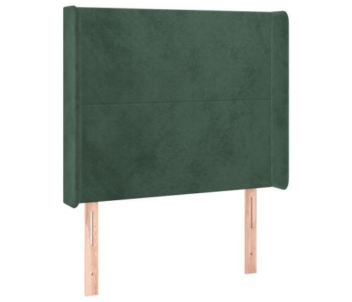 Cabecero con LED de terciopelo verde oscuro 103x16x118/128 cm