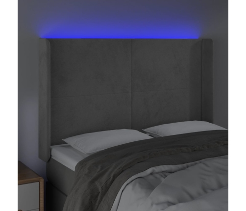 Cabecero con LED de terciopelo gris claro 147x16x118/128 cm