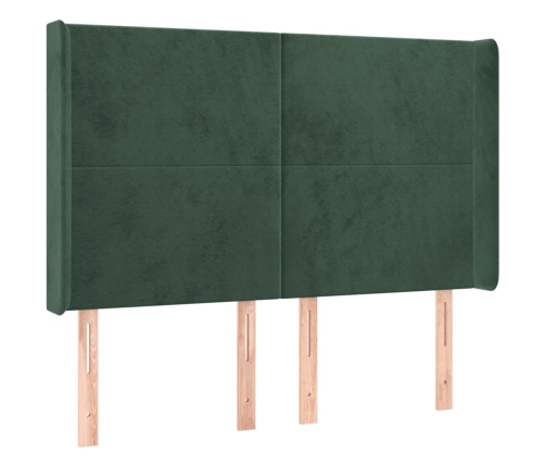 Cabecero con LED de terciopelo verde oscuro 147x16x118/128 cm