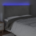 Cabecero con LED de terciopelo gris claro 163x16x118/128 cm