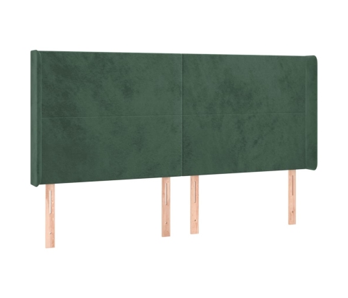 Cabecero con LED de terciopelo verde oscuro 163x16x118/128 cm