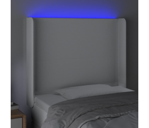 Cabecero con LED cuero sintético blanco 83x16x118/128 cm