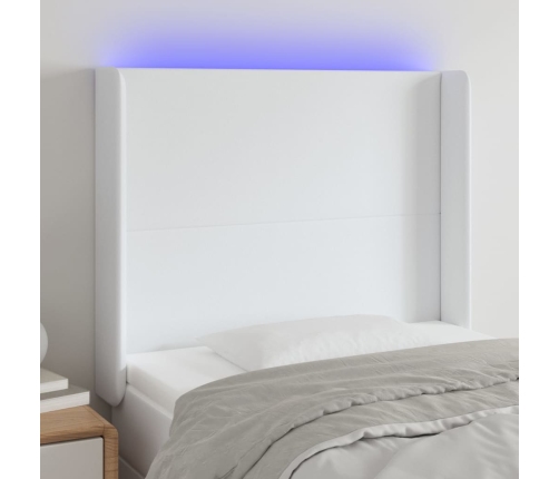 Cabecero con LED cuero sintético blanco 83x16x118/128 cm