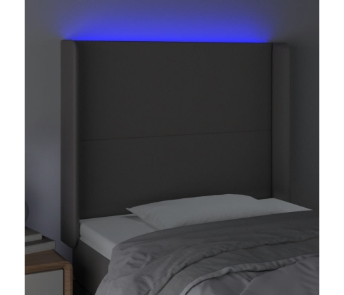 Cabecero con LED cuero sintético gris 83x16x118/128cm