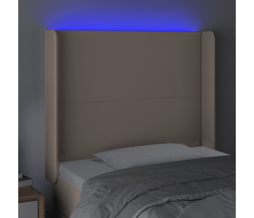 vidaXL Cabecero con LED cuero sintético capuchino 93x16x118/128cm