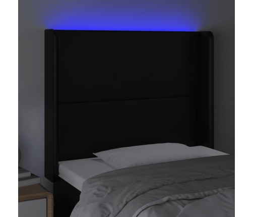 Cabecero con LED cuero sintético negro 103x16x118/128 cm