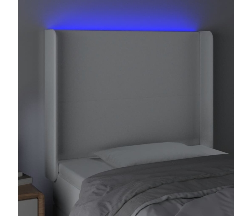 Cabecero con LED cuero sintético blanco 103x16x118/128 cm