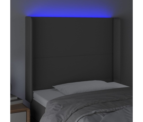 Cabecero con LED cuero sintético gris 103x16x118/128cm