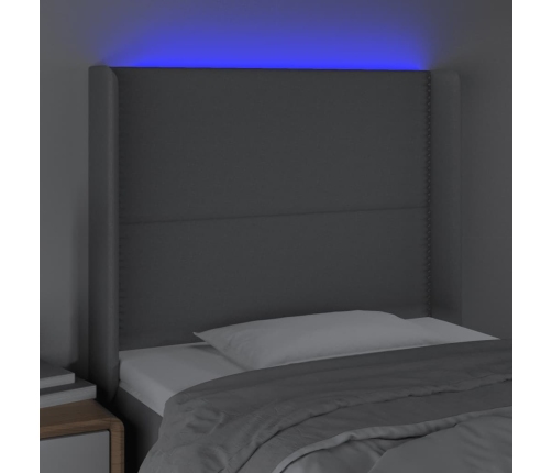 Cabecero con LED de tela gris claro 83x16x118/128 cm