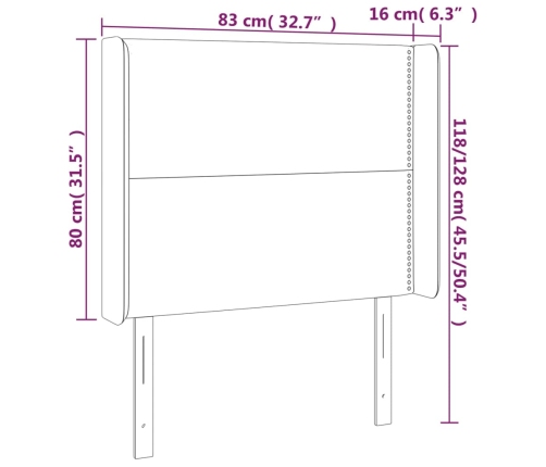 Cabecero con LED de tela negro 83x16x118/128 cm