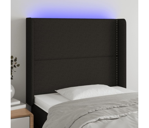 Cabecero con LED de tela negro 83x16x118/128 cm