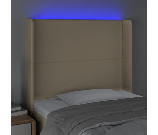 Cabecero con LED de tela color crema 83x16x118/128 cm